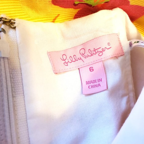 Lilly Pulitzer Strapless Floral Dress - Vibrant Pink, Orange, Yellow - Picture 6 of 14